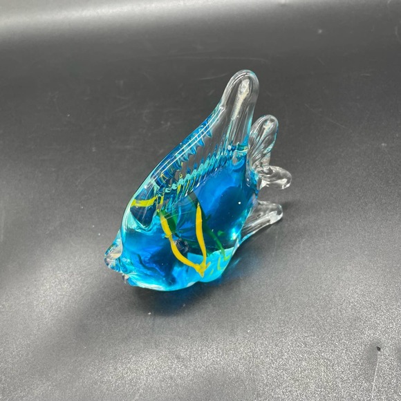 Art Glass Fish Paperweight Murano Style Tropical Fish Glass Figurine - Picture 8 of 10